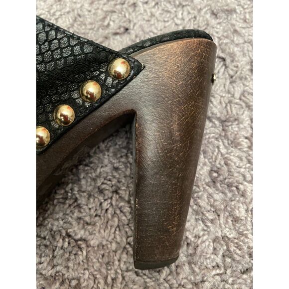 JIMMY CHOO Black Suede Studded Heeled Slide Ons Size 9 - Picture 14 of 16